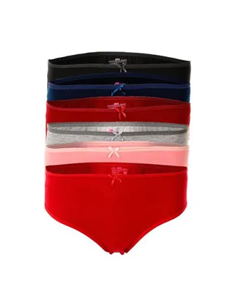 Bundle OF Six Brief Smooth Cotton Hipster Panties Multicolour 