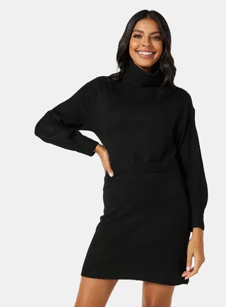 Knit Belted Sweat Mini Dress 