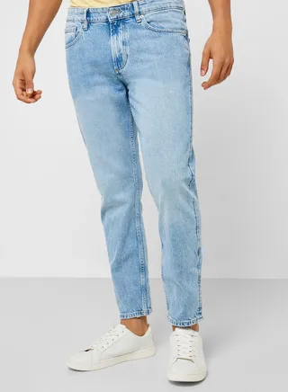 Light Wash Straight Jeans 