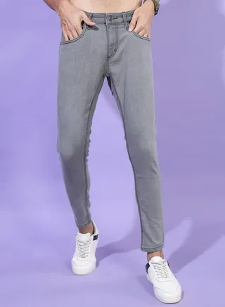 Mid Rise Stone Wash Jeans 