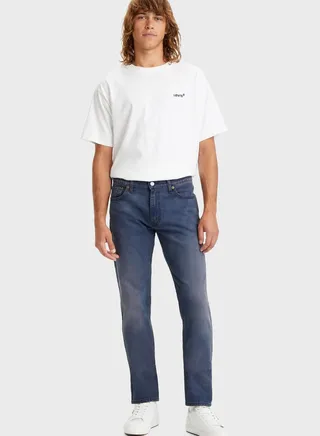 Mid Wash Straight Fit Jeans 
