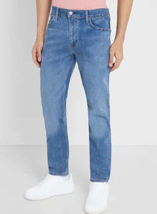 Mid Wash Straight Fit Jeans 