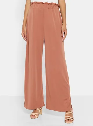 Ruffled Waist Pants Brown