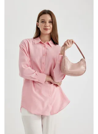 Woman Relax Fit Woven Long Sleeve Tunic 