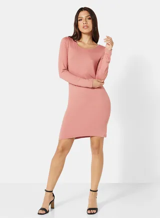Basic Long Sleeve Mini Dress 