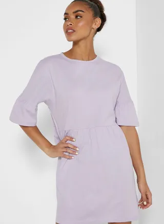 Tiered Mini Dress Purple 