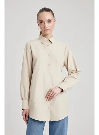 Woman Regular Fit Woven Long Sleeve Tunic 