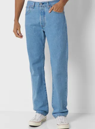Light Wash Straight Fit Jeans 