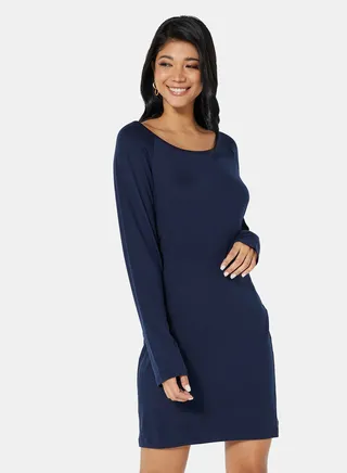 Basic Long Sleeve Mini Dress 
