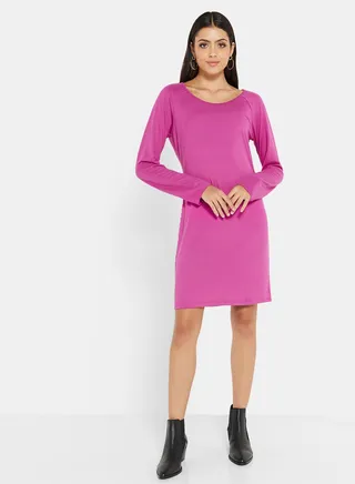 Basic Long Sleeve Mini Dress 