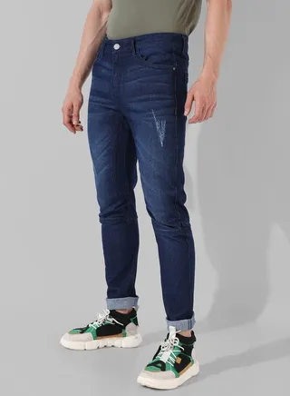 Light Distressed Slim Fit Jeans
