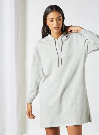Mini Hooded Dress Grey 