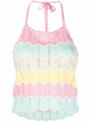 Zigzag-Knit Halterneck Top
