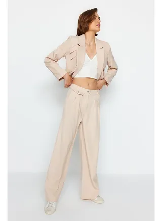 Pants - Beige - Wide leg 