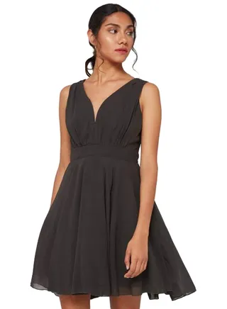 Gathered Skater Dress Grey 