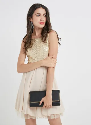 Breena Flare Dress Gold 