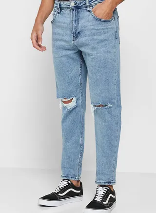 Light Wash Relaxed Fit Jeans 