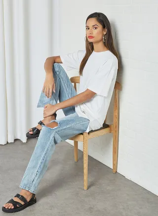 T-Shirt Type Dress White 