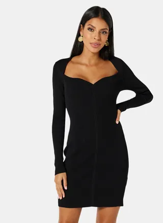 Sweetheart Neck Mini Dress Black 