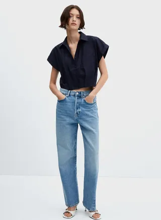 Button Down Crop Shirt