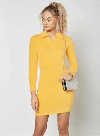 Textured Mini Dress Vibrant 
 Orange 