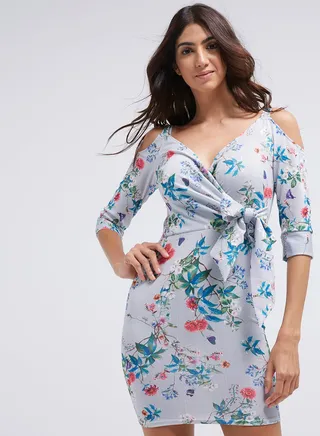 Fleurs Mini Floral Dress Blue Floral 