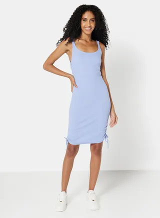 Ruched Detail Dress Blue 