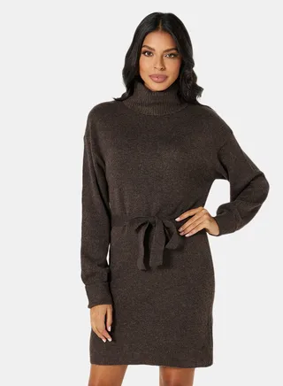 Knit Belted Sweat Mini Dress 