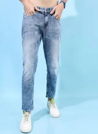 Mid Rise Acid Wash High Fade Jeans