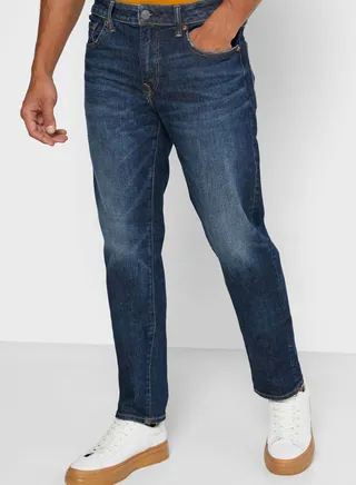 Dark Wash Slim Straight Fit Jeans 