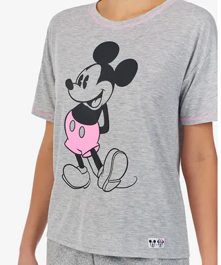 Disney Mickey Mouse Knit Short Sleeve Crewneck Pajama T-Shirt