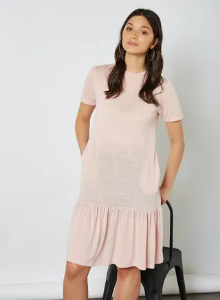 Flared Bottom Dress Pink 