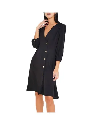 Plunge Neck Dress Black 