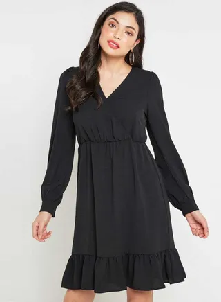 Polyester Mini Dress Black 