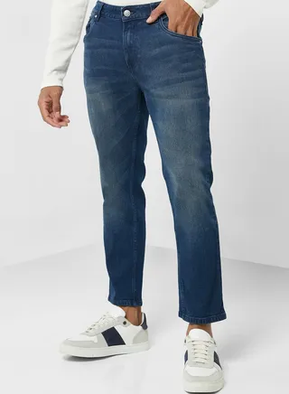 Tapered Fit Washed Jean 