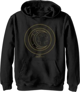 Boy's Marvel: Moon Knight Hieroglyphic Moon Phase Logo Pull Over Hoodie - Black - Medium