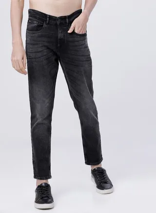 Whisker Detail Low Fade Tapered Jeans
