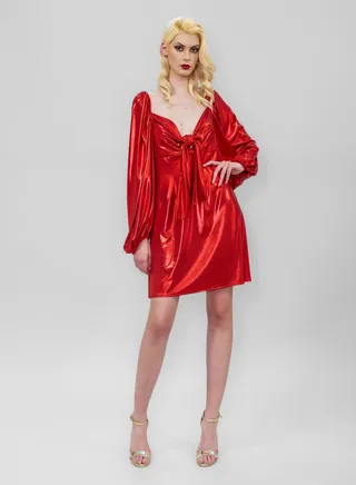 Short Shiny Red Stretch Dress 