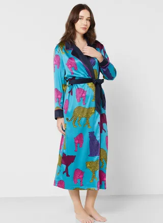 Printed Tie Detail Robe 