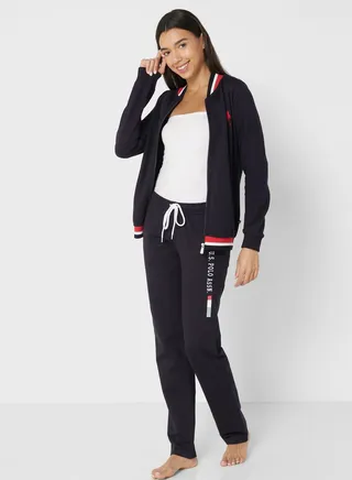Drawstring Logo Hoodie And Sweatpants Set 