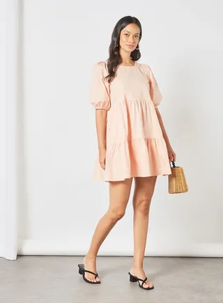 Tiered Mini Dress Pink 