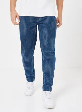Striped Mid Rise Regular Fit Jeans