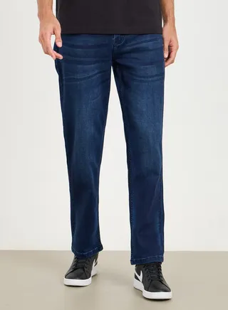 Relaxed Fit Mid Wash Knitted Jeans