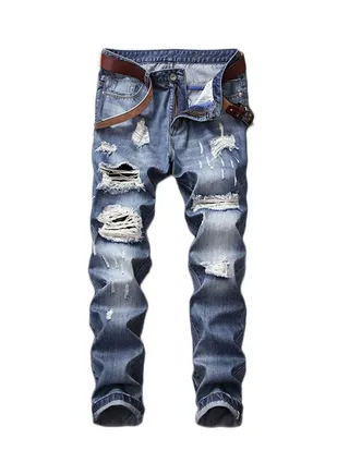 Fashionable Ripped Jeans Blue 