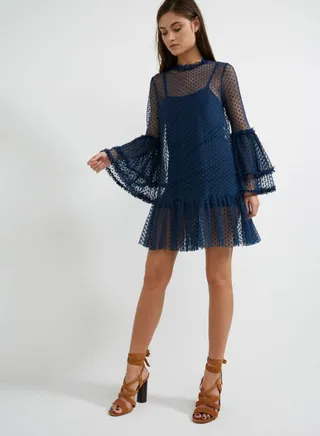 Magpie Net Dress Navy 