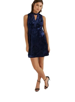 Rianne Velvet Sleeveless Dress Navy 