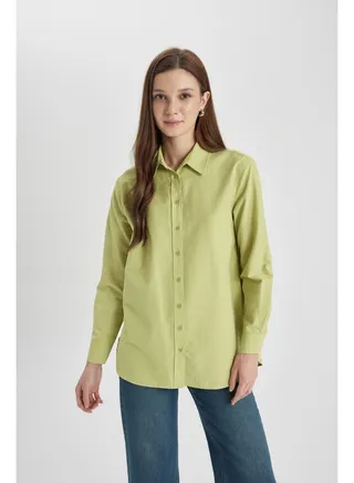 Woman Relax Fit Woven Long Sleeve Tunic 