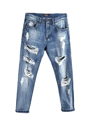 Hip Pop Ripped Jeans Light Blue 