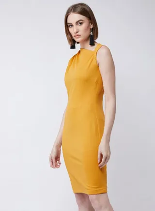 Around The Corner Bodycon Dress Mustard Yellow 