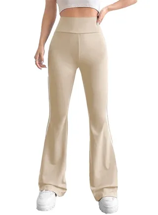 Sport Leggings Pants – Flared Leg – Side Stripe 